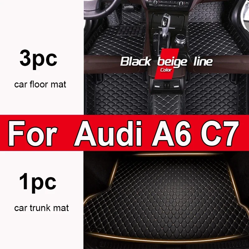 

Thickening Custom Auto Luxury Leather Car Floor Mat For Audi A6 C7 Allroad 2007 2008 2009 Car Mat Full Set Women Waterproof Acce