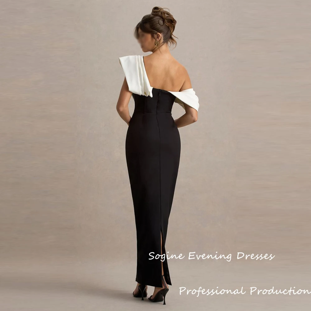 فساتين ماكسي بكتف ثنيات باللونين الأبيض والأسود للنساء من الكريب فستان سهرة رسمي طويل من فساتين سهرة عالية الخصر فيستدوس دي فييستا