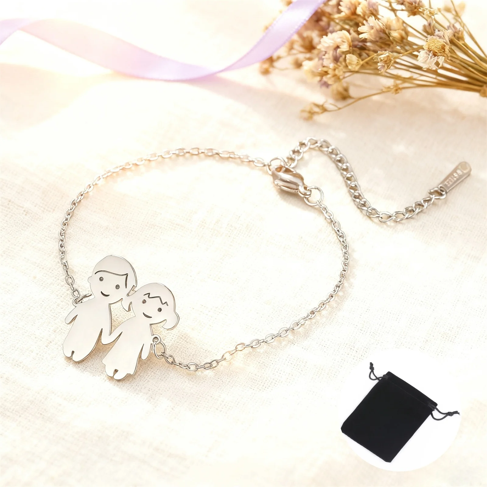 تخصيص اسم تاريخ النص اليد في اليد زوجين سوار الفولاذ المقاوم للصدأ قابل للتعديل اسم العائلة سوار زوجين هدية