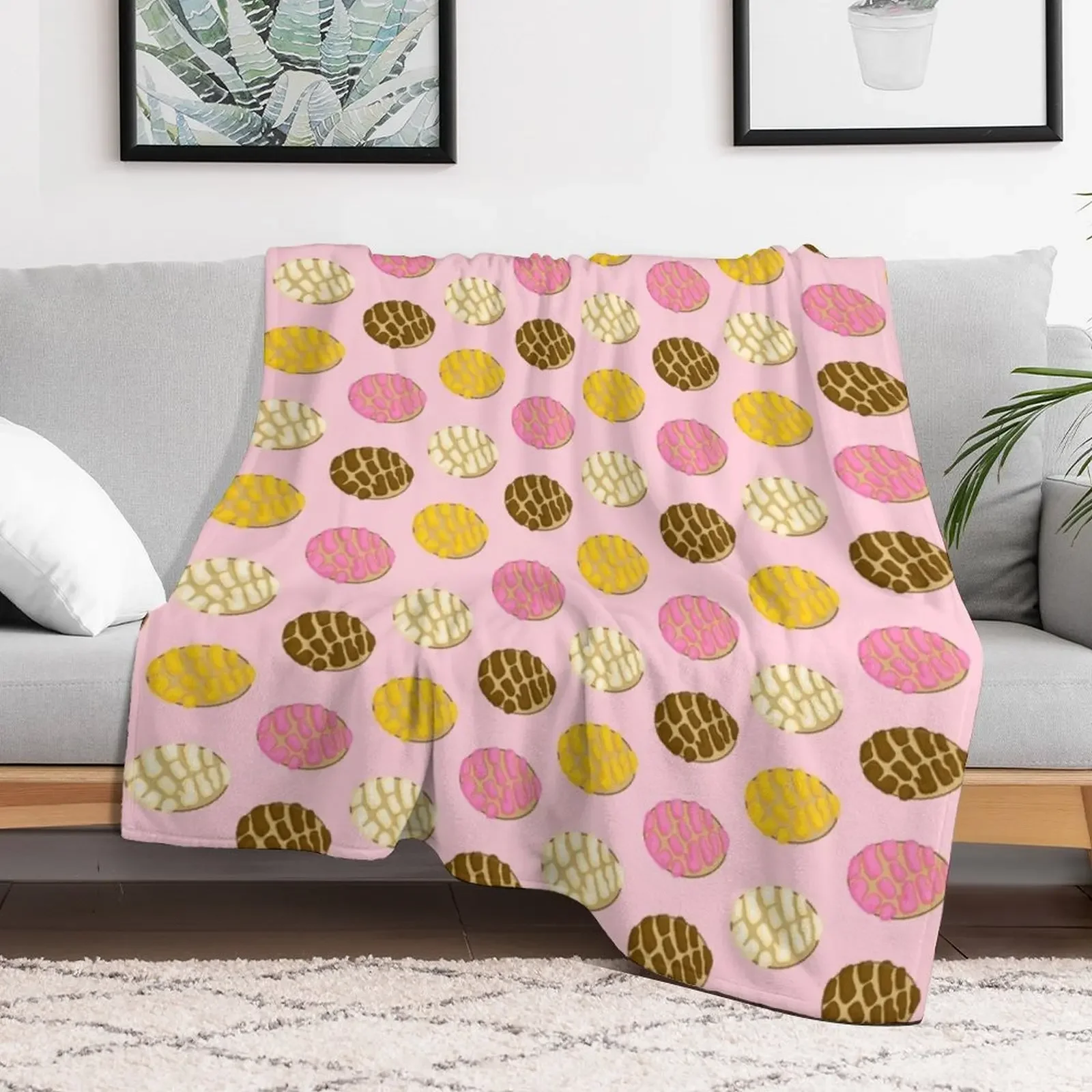 Latino Concha Mexican Bread Pan Dulce Pink Throw Blanket Hairy Soft Beds Warm Blankets