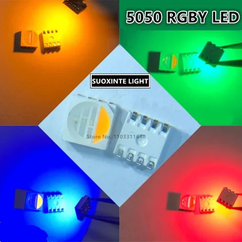Resalte 5050 RGBY SMD LED, rojo-azul-verde-amarillo dorado, diodo emisor de luz a todo color de 0,3 W