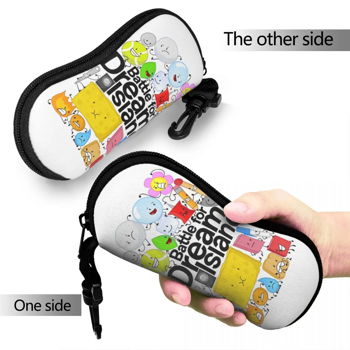 Bfdi-男性と女性のためのウルトラサングラスボックス,夢の島のためのジッパーバトル,アニメーション,すべてのキャラクター,アイウェアボックス