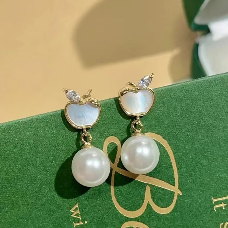 

3Pairs/Lot Fashion Apple Design Drop Pearl Earrings Settings Women Handmade DIY Jewelry Making Components