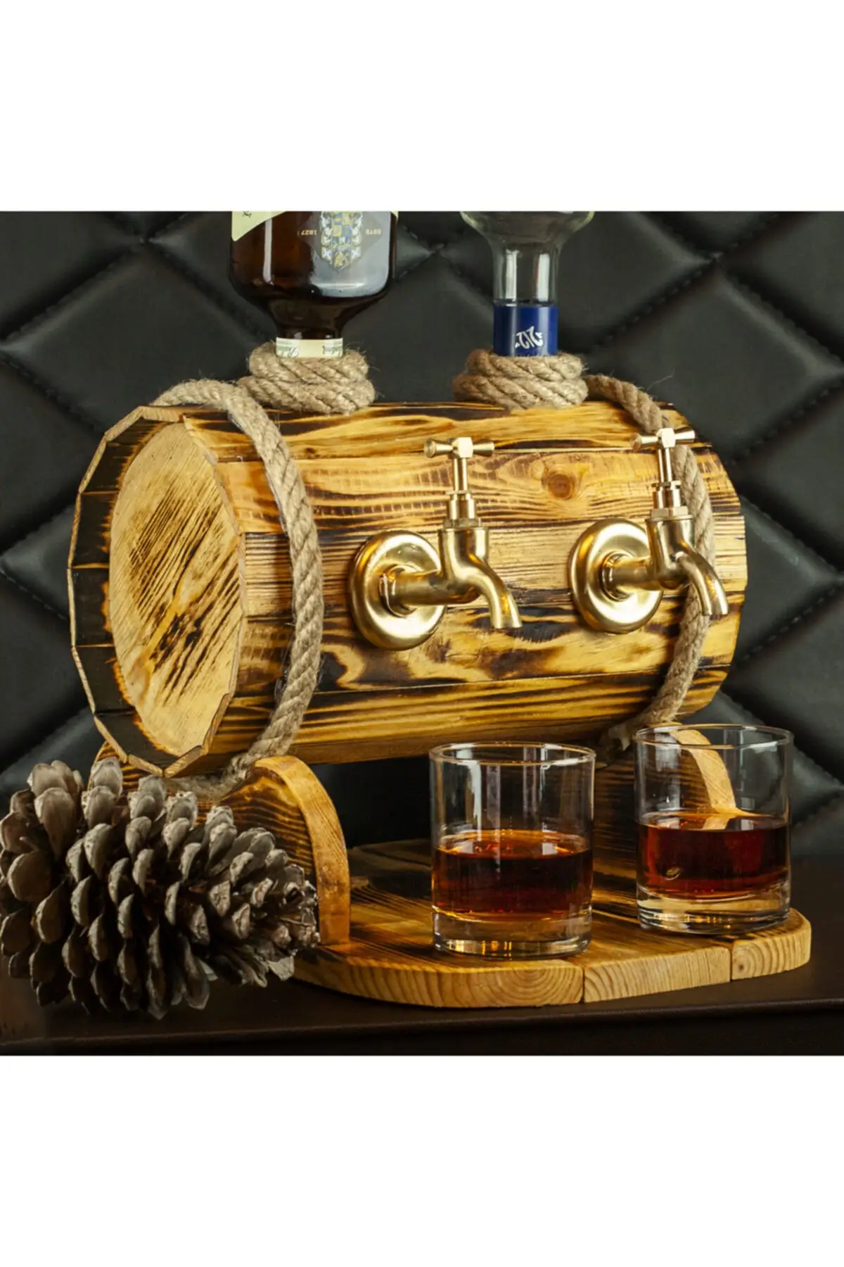 Dual Natural Wooden Keg Liquor dispenser