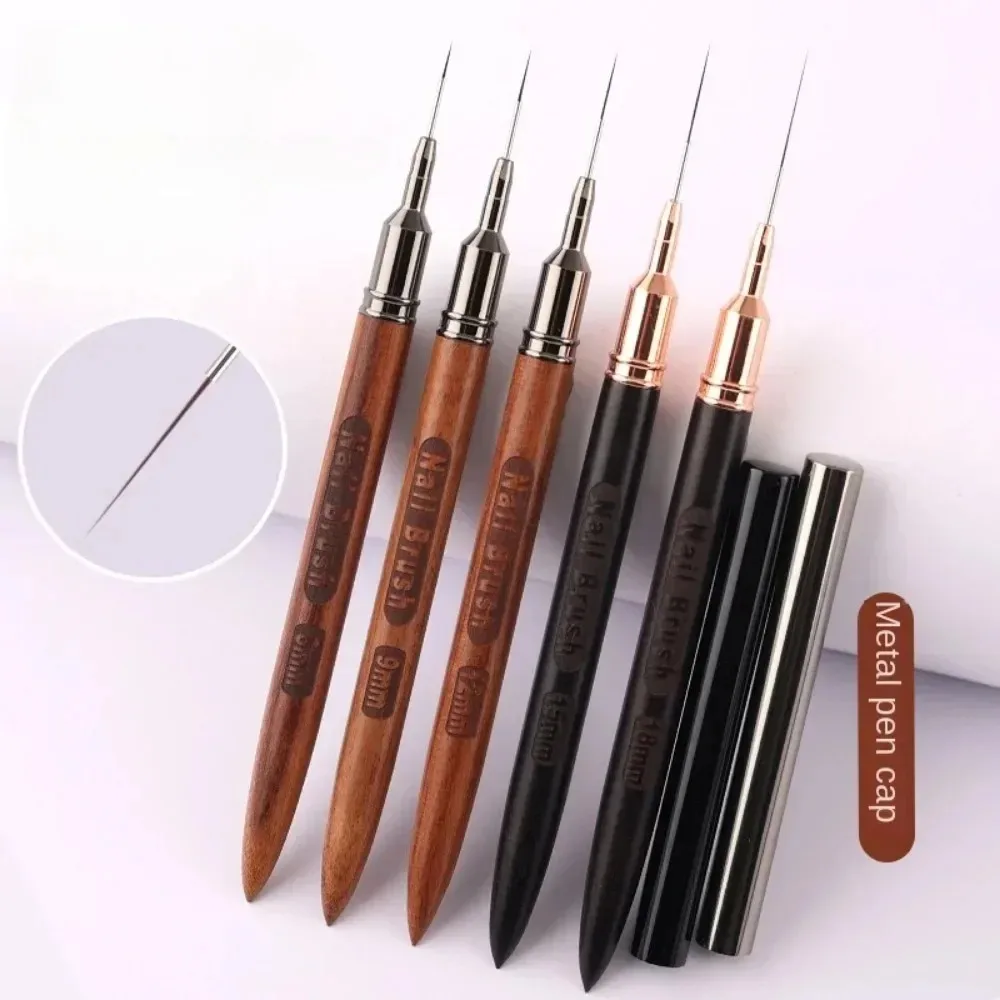 Nail Art Line Brush Set Outline Brushes, Art Design Brushes for Long Lines Detailed Painting Round Metal French Manicure Tools