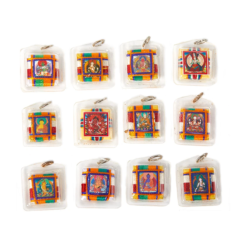 Llaveros budistas de Tara verde Tangka tibetano, colgantes pequeños, llavero Fengshui de bolsillo, decoración budista