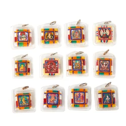 Tibetan Tangka Green Tara Buddhism Keychains Small Pendants Pocket Fengshui Key Chain Buddhist Decoration