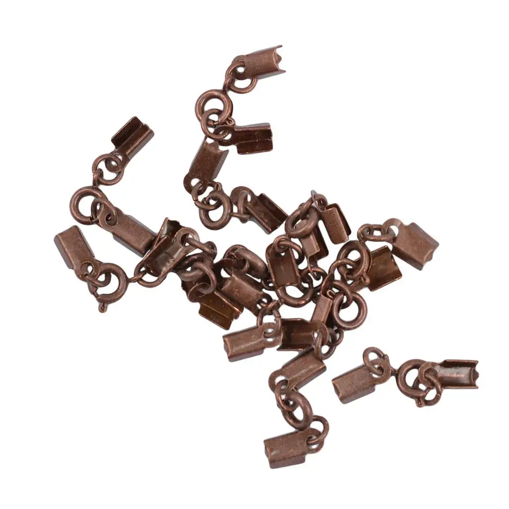 12 Clips Spring Clasp Crimp Ends DIY Jewelry Making Findings