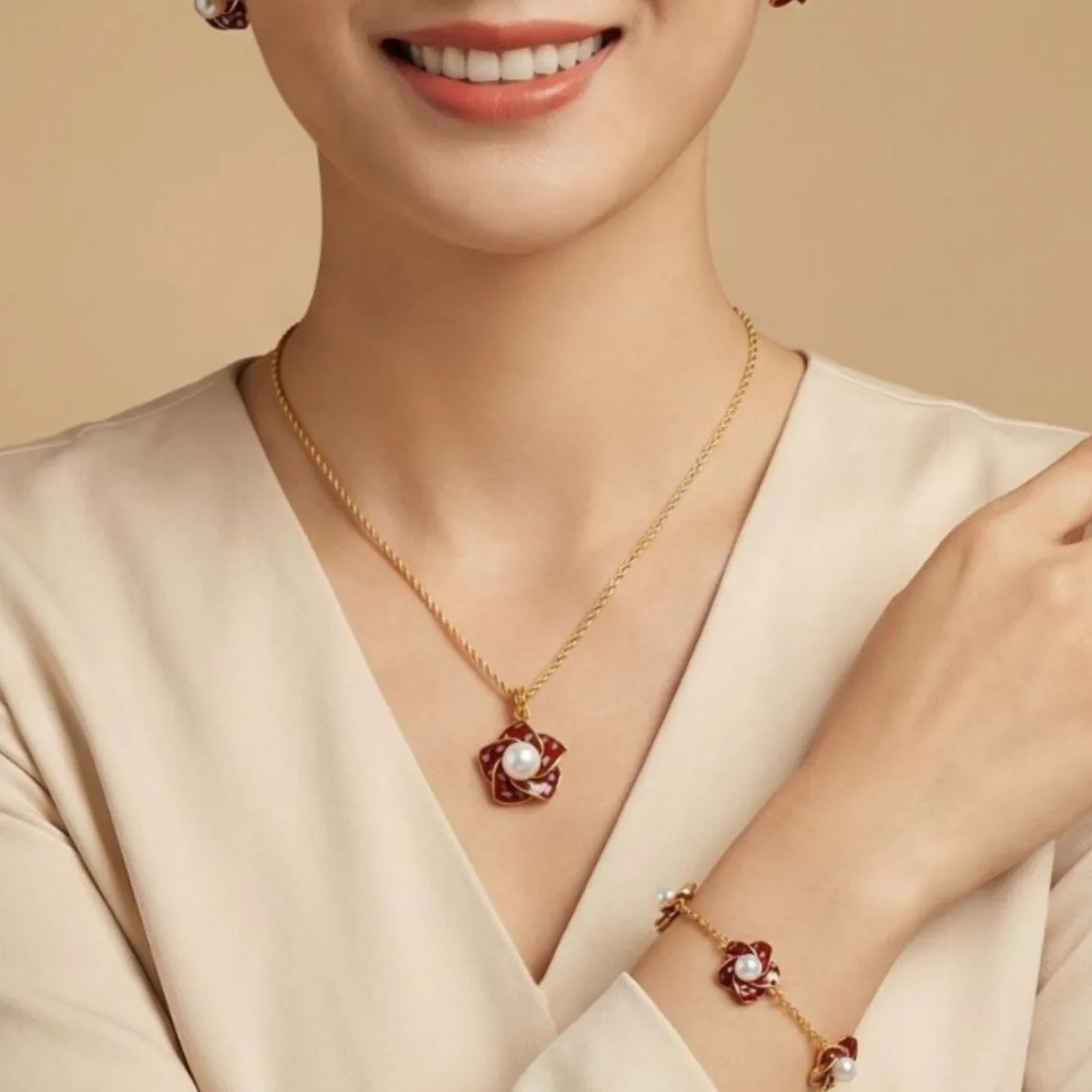 Creative design broken shell camellia oil necklace high sense fashion elegant foreign style neck chain fairy