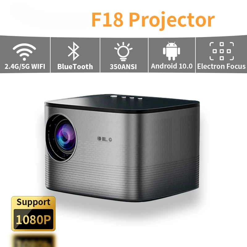 

F18 Projector Full HD Android 10.0 4K 1920x1080 Digital Focus Devices Video Proyector for Home Cinema Theater Mobile Phone