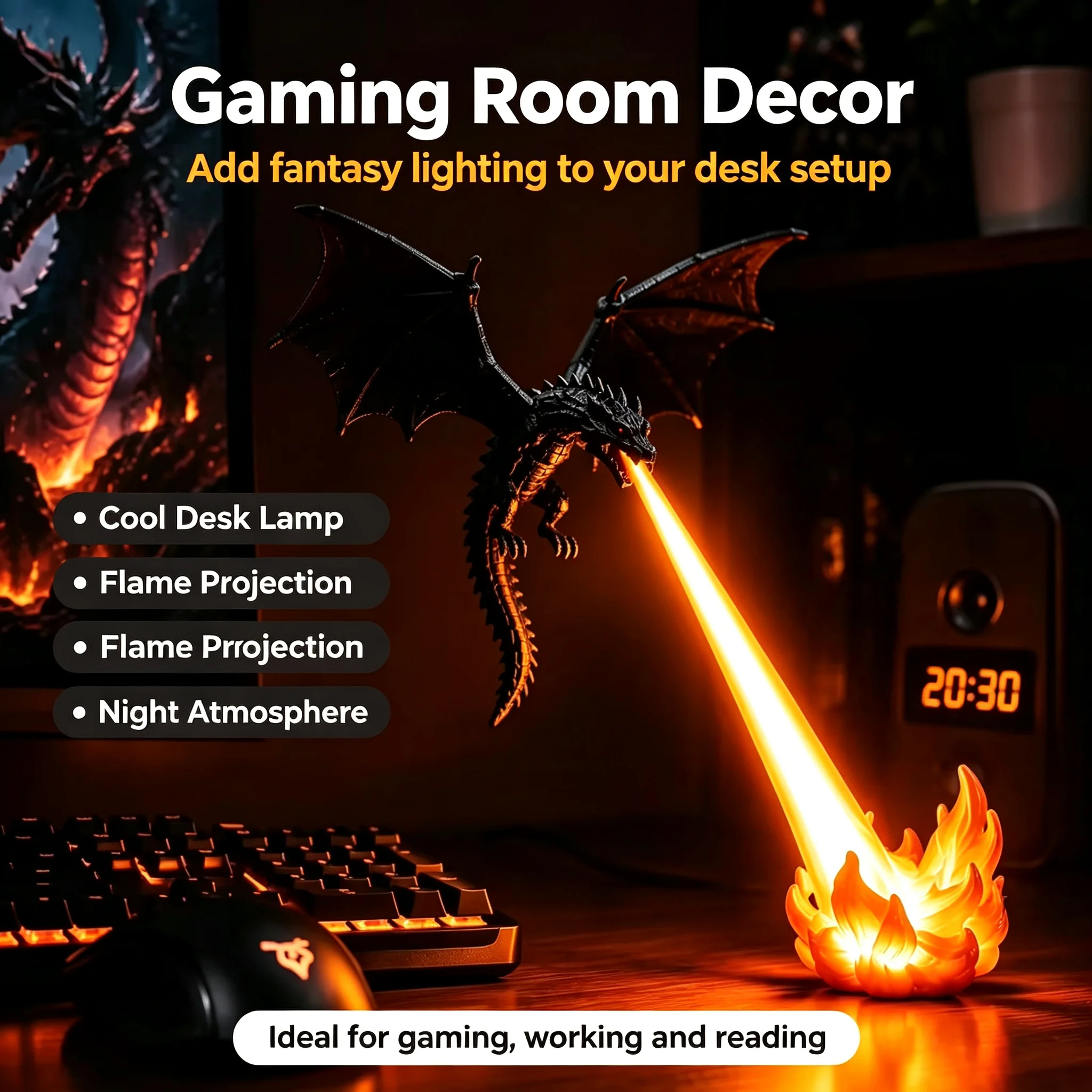 Halloween 3D Dragon Night Ligh - Collectible Vintage Lamps 评论和价格