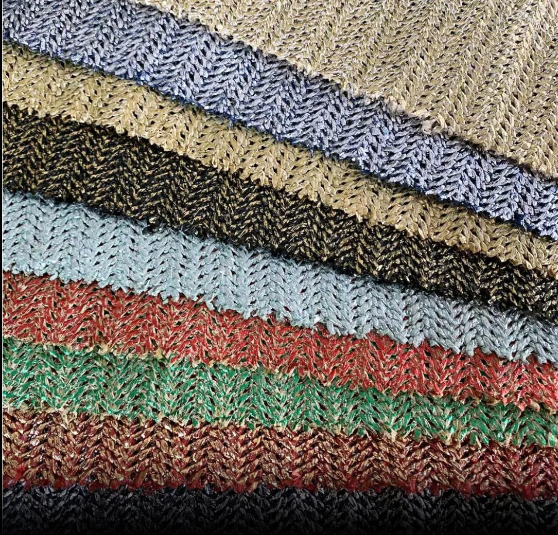 Tela tejida de rafia PP ecológica de 1 yarda con tela de paja PP de color dorado y plateado para bolsos, bolsos, zapatos, sombreros, tela