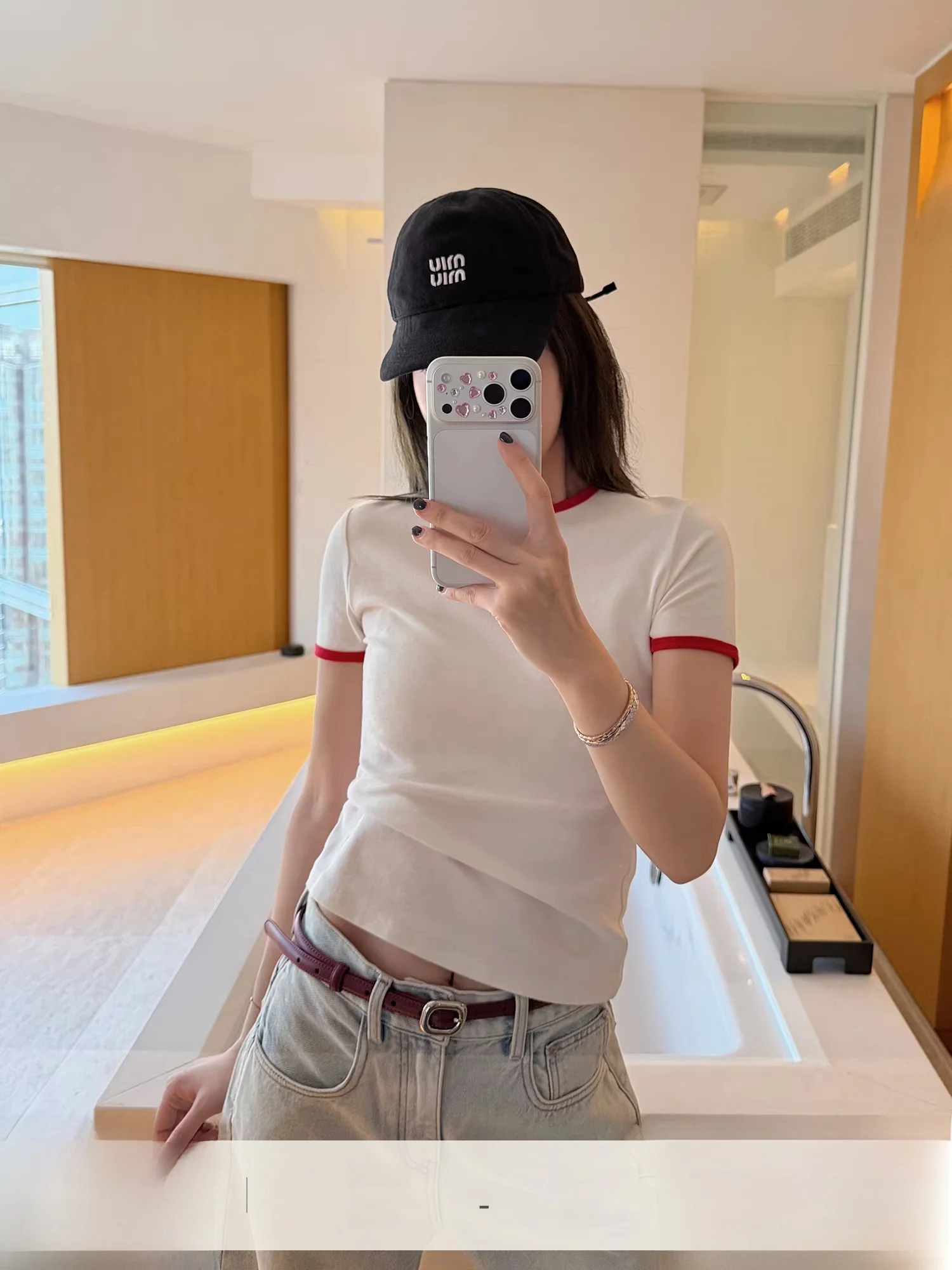 

Женская футболка Color Block с коротким рукавом, хлопковая, в американском спортивном стиле, классическая базовая модель, новая модная повседневная модель.