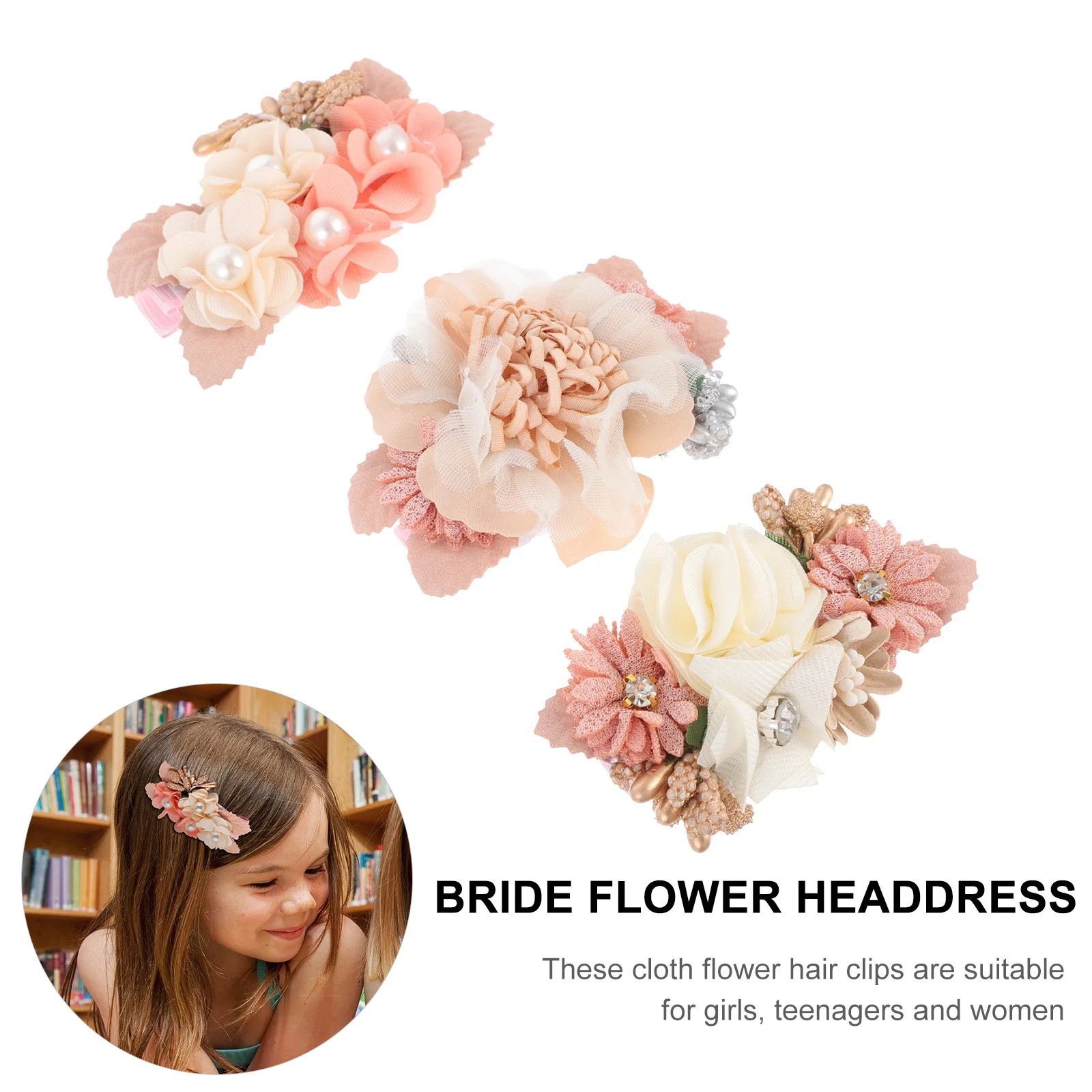 

3Pcs Faux Children Hairpins Durable Pretty Design for Bride Bridesmaid and Flower Girl Headdress Flower Children Hairpins
