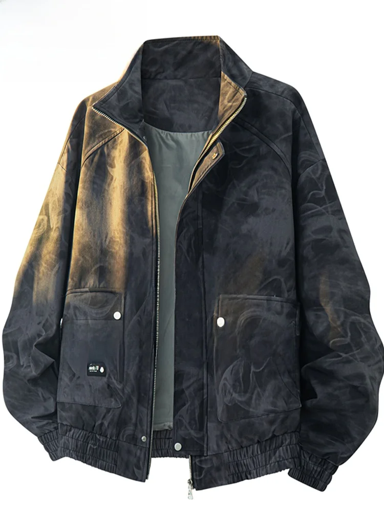 

MoChao американский ретро джет большого размера, мужская весенне-осенняя новая свободная утягивающая модная повседневная верхняя одежда с воротником-стойкой