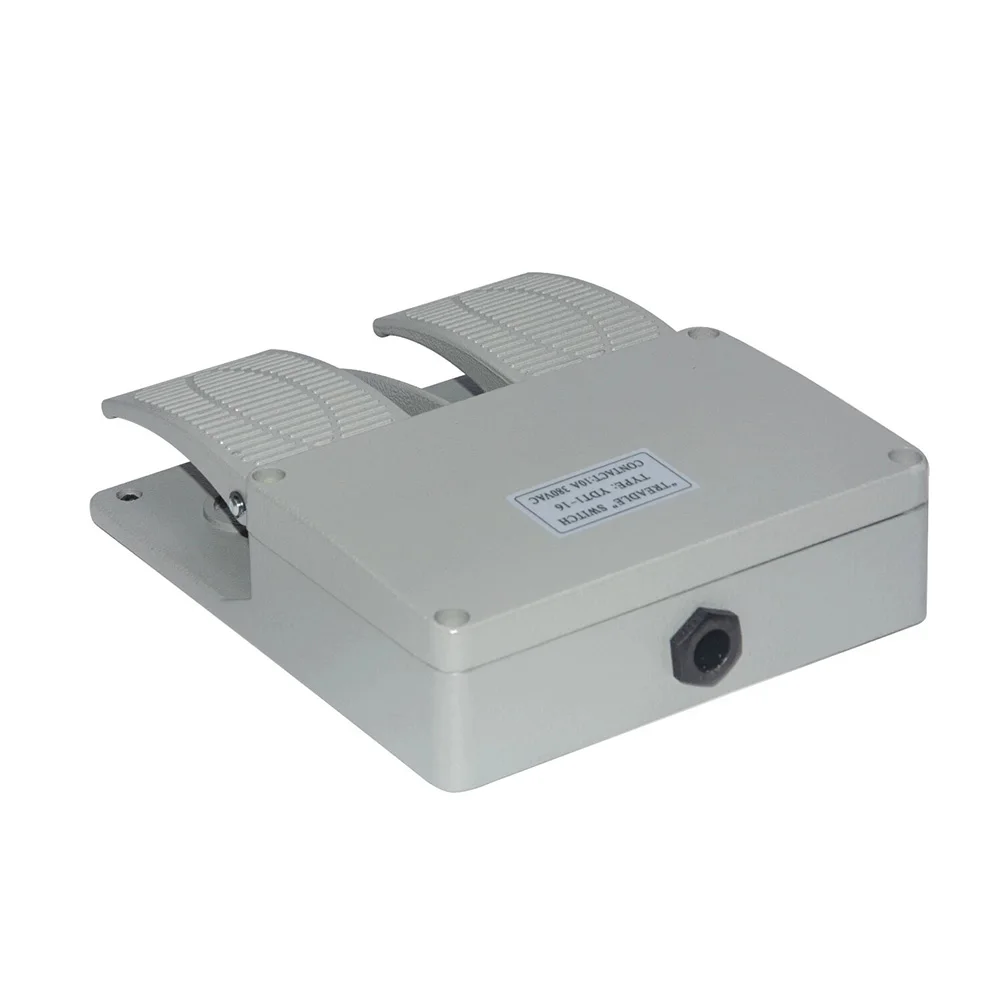1pc Heavy Duty Dual Foot Switch Pedal 380VAC 10A NO/NC Aluminum Alloy Housing Anti-slip Industrial Use