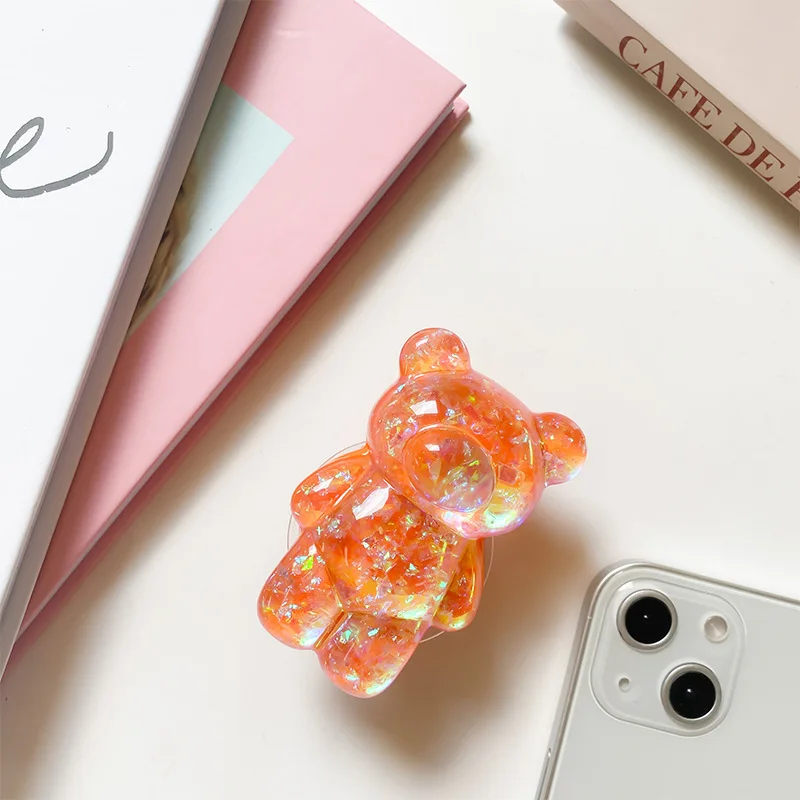 Koreanischer 3D Glitzer Bär Handyhalter Grip Tok Halterung für iPhone Samsung Xiaomi Faltbarer Auto-Klappständer für Mobiltelefone – Detail 9