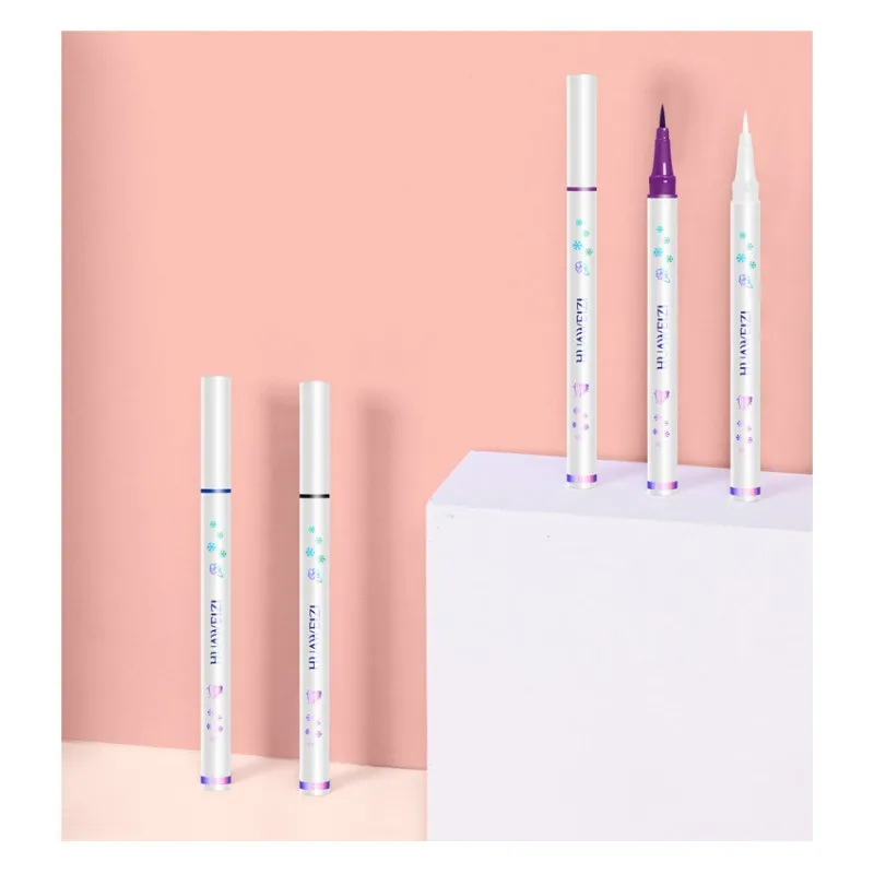 6 色オプションの超薄型防水アイライナー液体ペン耐久性と非汚れカイコ敷設ペンアイライナー製品