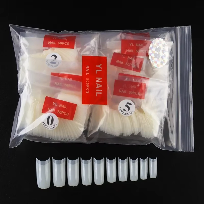 

500Pcs French False Nail Tips Acrylic/White/Natural Half Cover Coffin Nails Extension 10 Sizes Press On Nails Target
