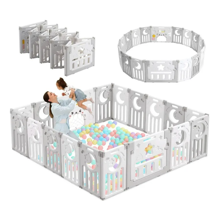 روضة أطفال للأطفال الرضع والأطفال الصغار 18 لوحة روضة أطفال قابلة للطي قابلة للتعديل منطقة لعب محمولة داخلية وخارجية نشطة #1