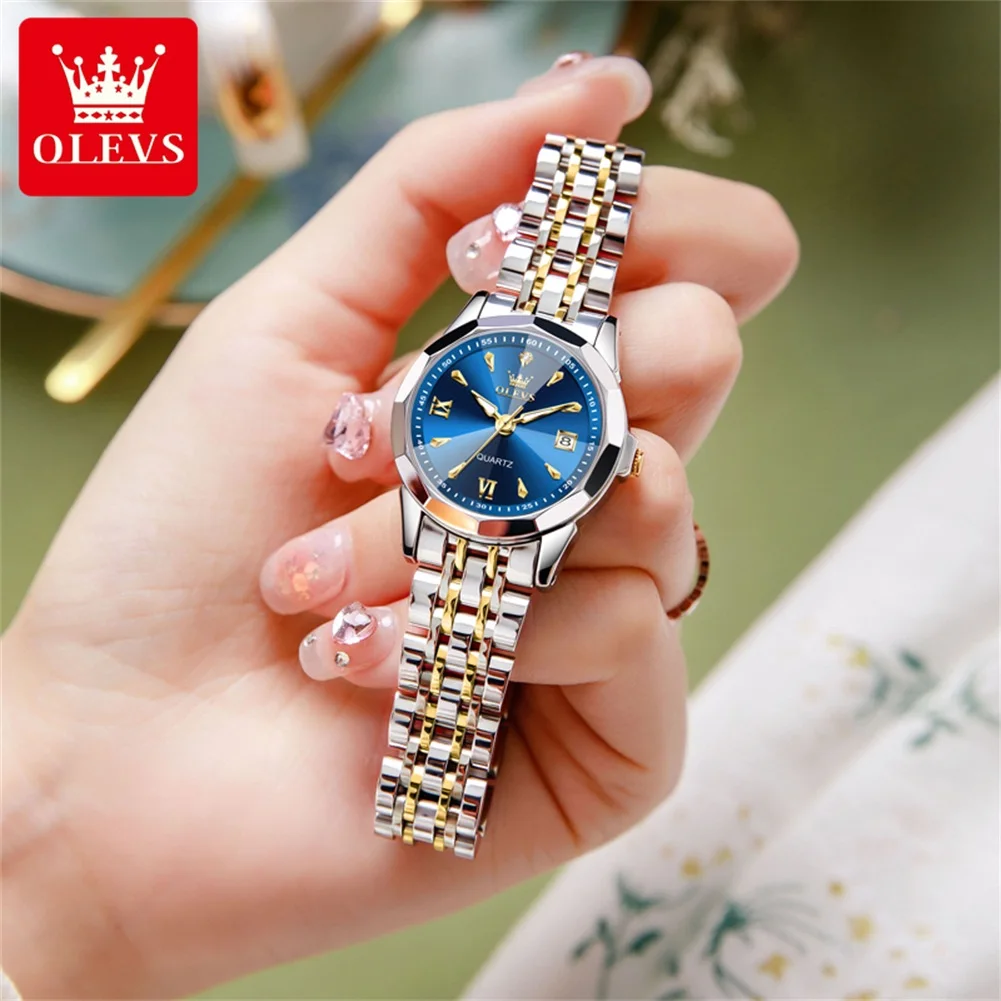 OLEVS 9998 Women Watch Diamond Luxury Original Quartz Fashion Brand Waterproof Luminous Wristwatch Calendar Window Design For Women