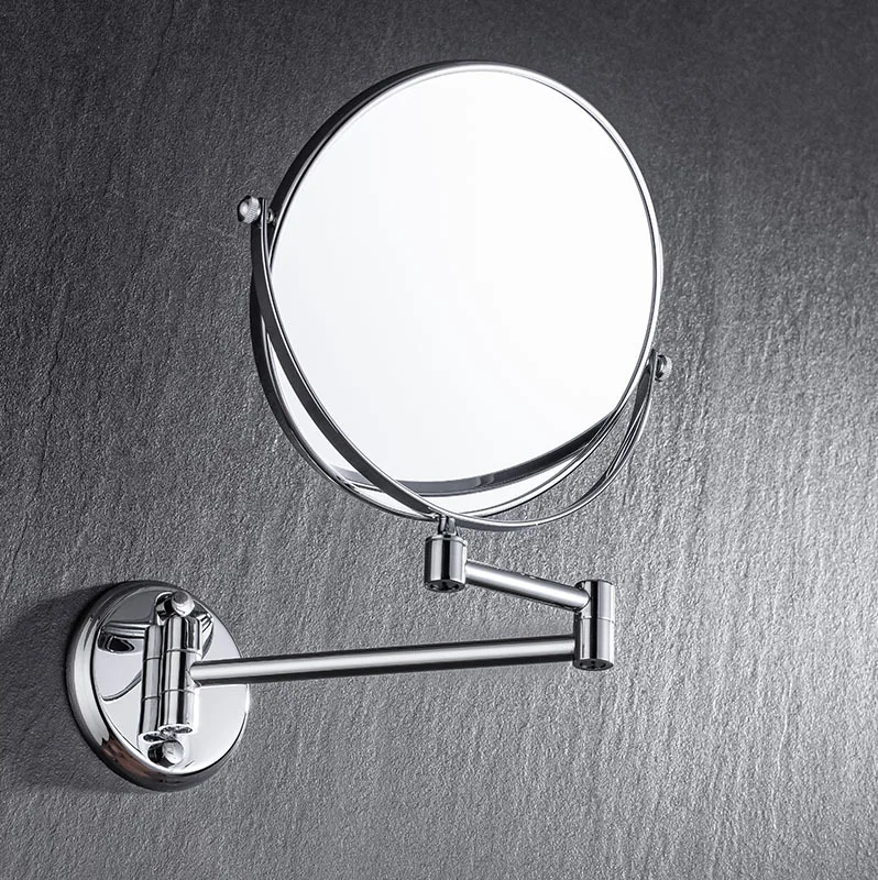 

360° Rotating Double-Sided Wall Mirror Aluminum Alloy Bathroom Makeup Mirror Magnification, Foldable & Angle-Adjustable