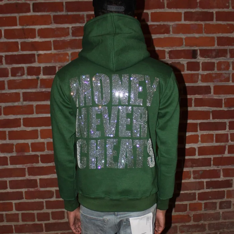 Vetement Femme Strass Abbigliamento gotico Lettera anteriore e posteriore Stampa strass Cerniera Felpa con cappuccio a catena intera Y2K Abiti vintage