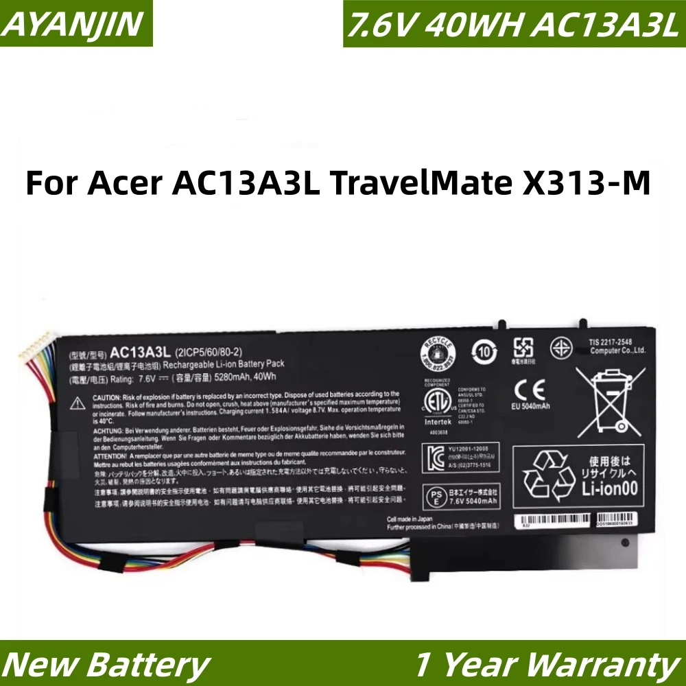 

AC13A3L Laptop Battery For ACER Aspire P3-131 171 2ICP5/60/80-2 TravelMate X313