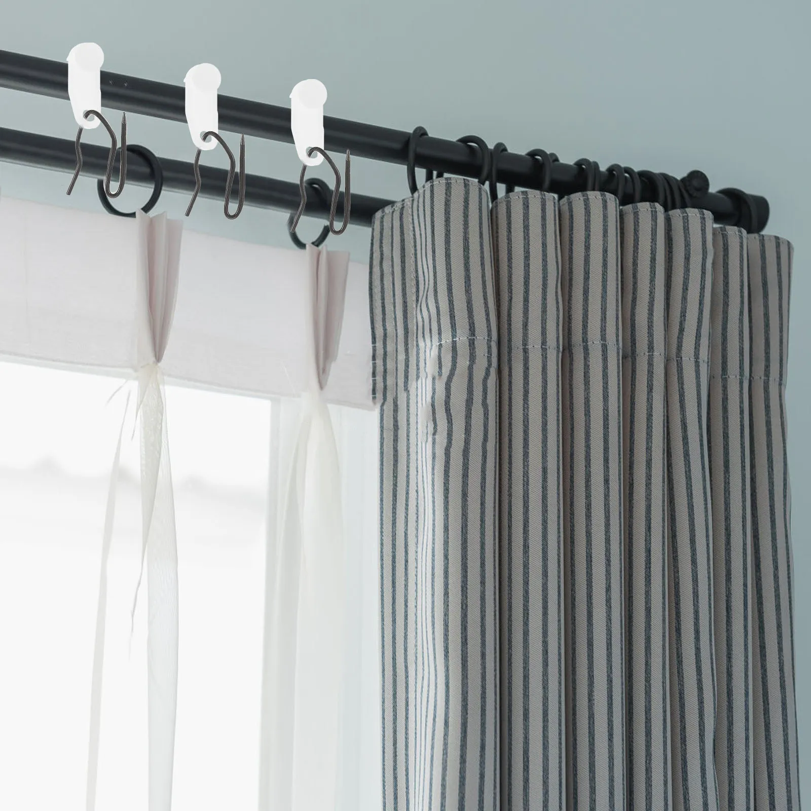 

30Pcs Heavy Duty Metal Curtain Hooks Drapery Pins for Pleated Curtains Shower Window Indoor Track Sliding Hooks