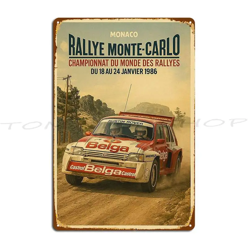 1986 Monte Carlo Rally Classic Metal Sign Wall Decor Garage Decoration Customized Tin Sign Poster
