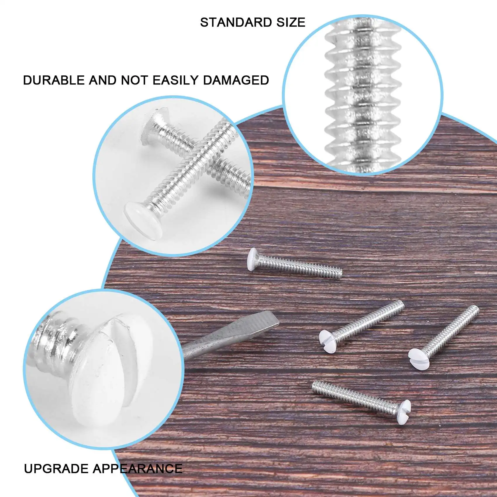 ABJO-120 Pcs White Wall Plate Screws 1 Inch Long Slotted 6-32 Threads Switch Cover Screws Oval Head Milled Slot Screws Wall