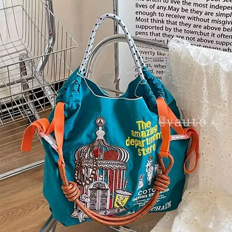 Japanese Ballchain New Embroidered Shopping Bag Environmental Protection Bag Large Capacity One-shoulder Portable Messenger Bag