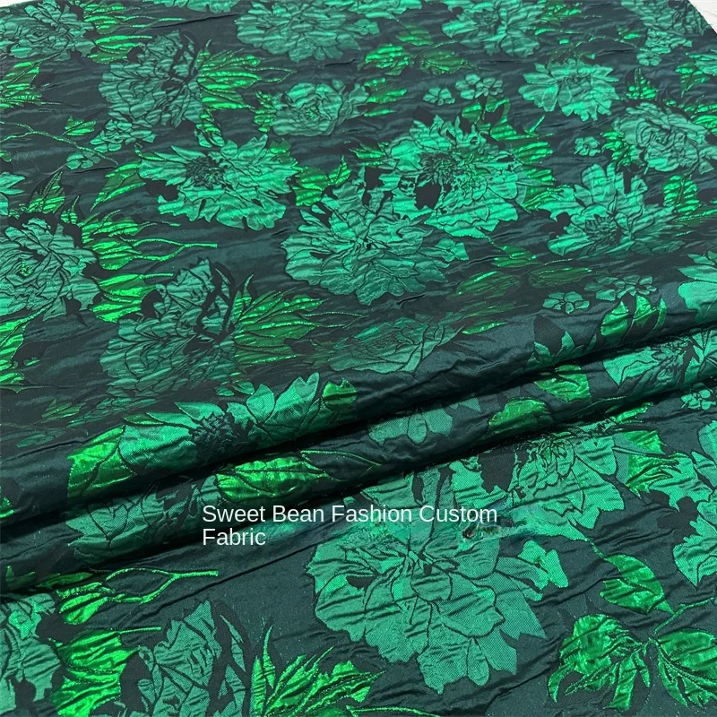 Brocade Jacquard Fabric Green Yarn Dyed Dress Clothing Wholesale Cloth for Diy Sewing Apparel By Meters Polyester Material