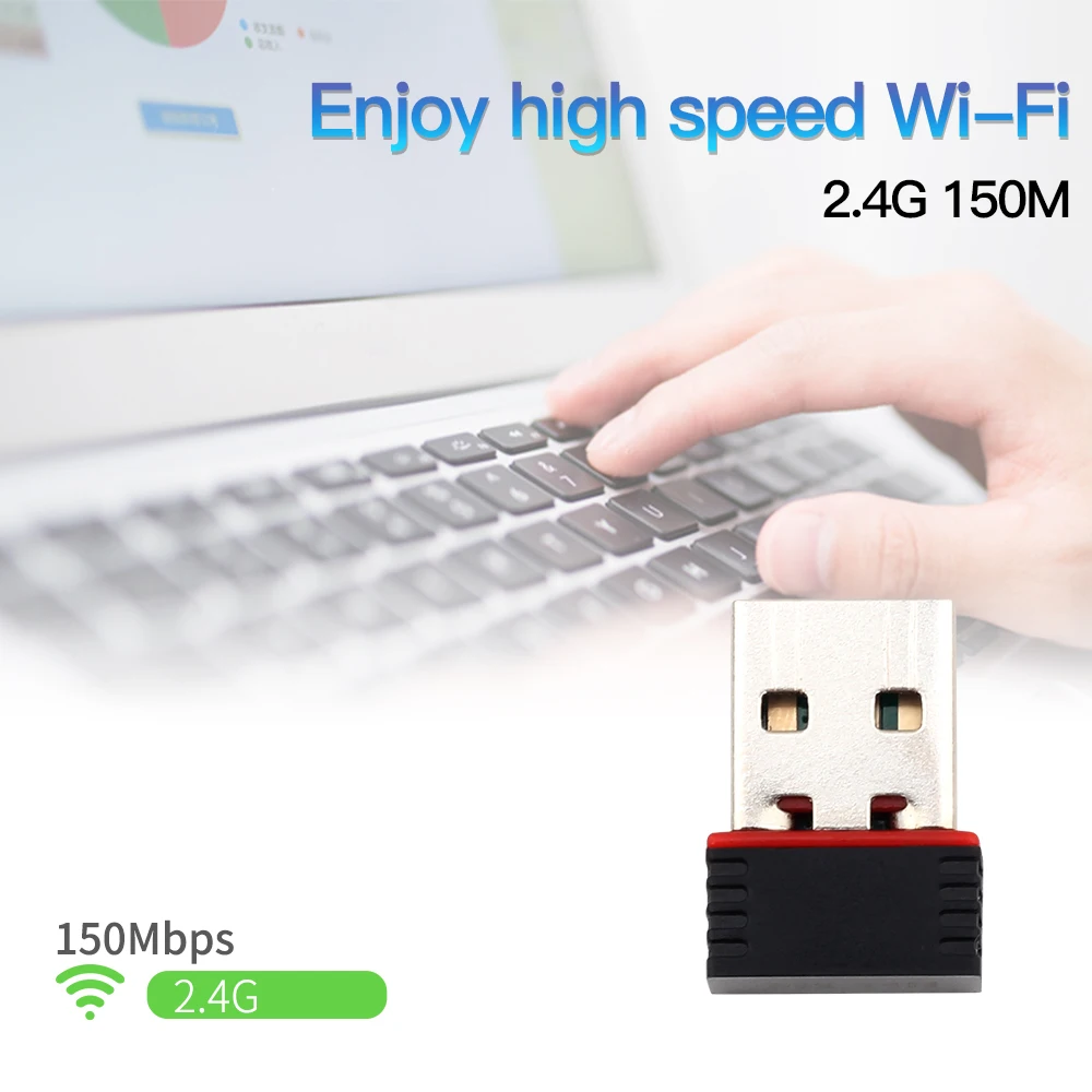 150Mbps 미니 USB 네트워크 카드 802.11 b/g/n RTL8188 USB 2.0 무선 수신기 동글, 노트북 PC 데스크탑 외부 LAN 와이파이 어댑터