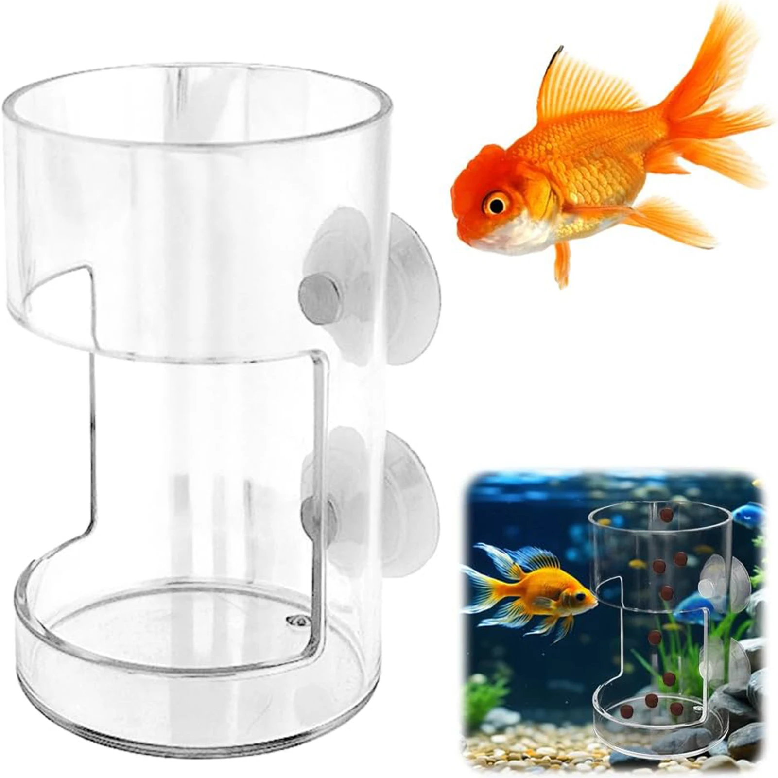 Aquarium-Futterteller aus Kunststoff mit Saugnapf, rundes, quadratisches Design, verhindert die Verstreuerung von Futter, hält den Aquarium sauber für kleine Fische und Garnelen – Detail 4