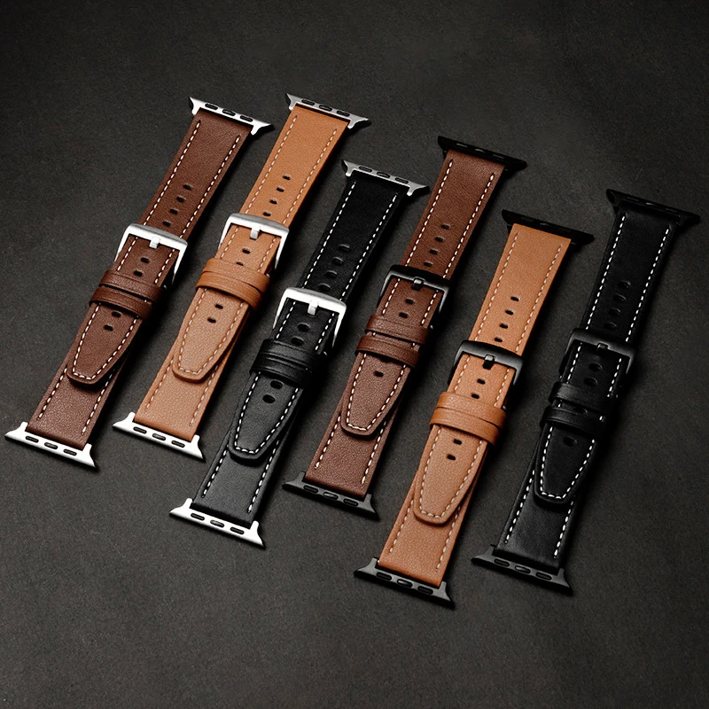 Leather strap for apple watch series 9 8 7 band 45mm 41mm se 6 5 4 44mm 40mm 3 42mm 38mm strap iwatch ultra 2 1 49mm bracelet