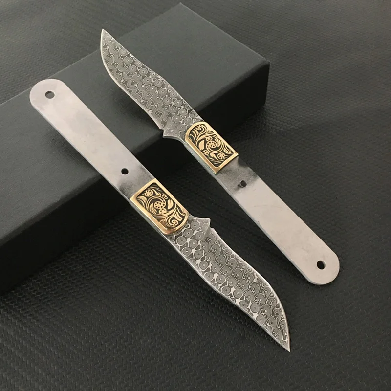 Dropship Size Damascus Steel Semi-finished Fixed Blade Knife Blank Hunting Straight Camping Knife DIY Billets Blade view 3