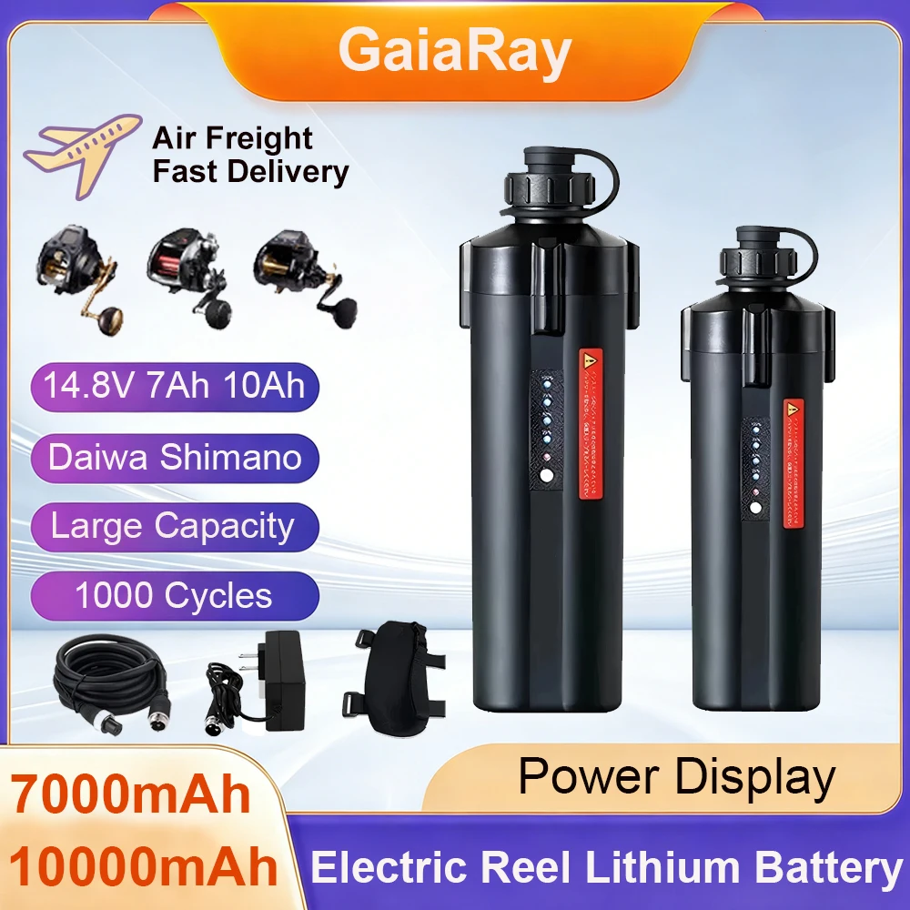 Gaiaray 10000mAh 7000mAh batería de carrete de pesca eléctrica 14,8 V pesca en el mar carrete de litio batería pantalla de energía para Daiwa Shimano