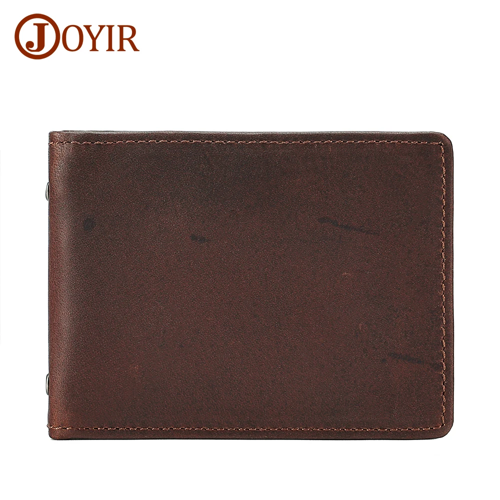 

JOYIR Vintage Crazy Horse Men Credit Card Holder Wallet with Driver License Holder Business Bifold ID Card Holder High Quality