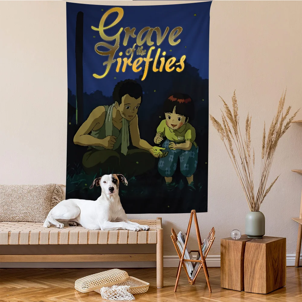 

G-Grave of the Fireflies Anime Tapestry , works as wall rug, ideal for dorm & home decor, fits fans of the classic anime