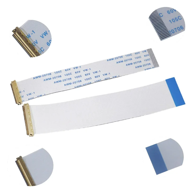 5 peças cabo de tela edp ffc cabo plano flexível 0.5mm passo 30p/40p I-PEX20454 awm20706 mesma direção direção invertida diy