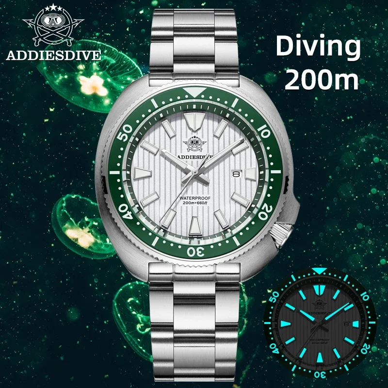 ADDIESDIVE New Men's Watches Quartz Wristwatch Sapphire Glass Ceramic Luminous Bezel 200m Waterproof High Quality Luxury Watch