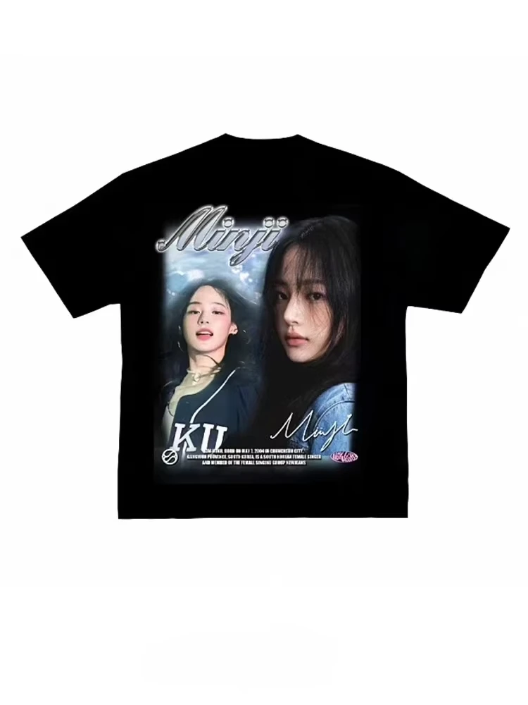 NJZ Koreanische Mädchen Gruppe NewJeans Whale T-shirt Haerin Minji Danielle Hanni Hyein Oversize männer Frauen Neue Casual Lose Baumwolle tops