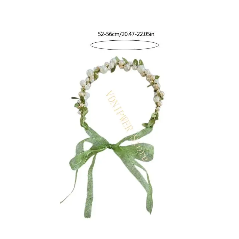 Parel/ blad haarband delicate aanpas hoofdband voor bloemenmeisje maken foto D08E