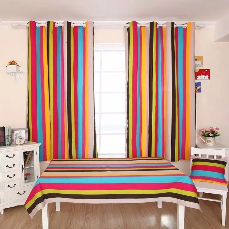 Breathable Colorful Striped Canvas Fabric By Meters for Car Decoration Tablecloth Sewing Fashion Sofa Textile Anti-wrinkle Droop