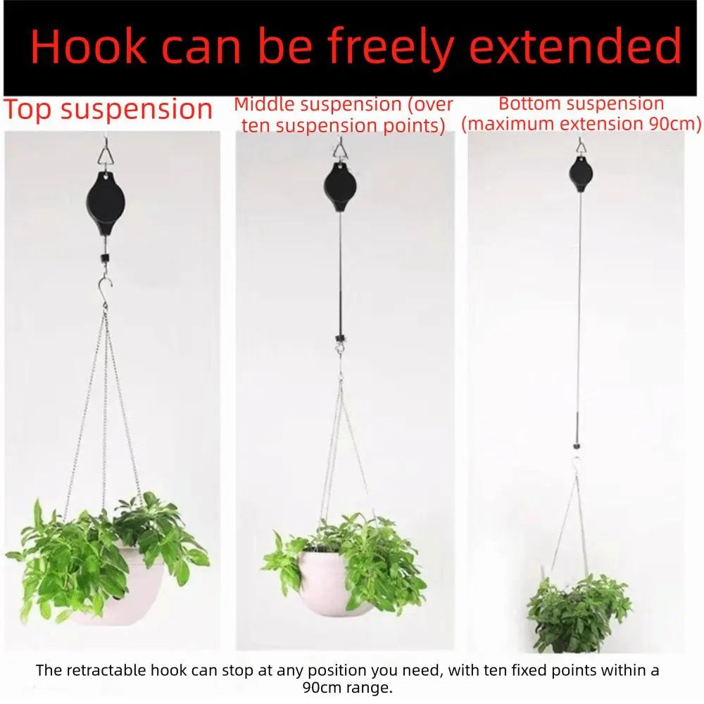 Creative Pulley Flower Basket Lifting Hooks Plastic Adjustable Pulley Hanging Hook Retractable Multipurpose Flower Pot Hook Home