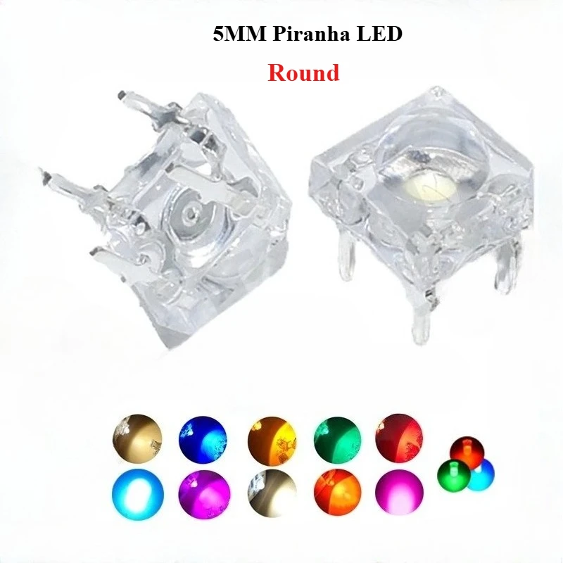

5 мм F5 Piranha LED Белый Красный Зеленый Янтарный Прозрачный 5 мм 20MA Светодиодный диод Светоизлучающие диоды 4-контактные светодиодные диоды Piranha Яркость