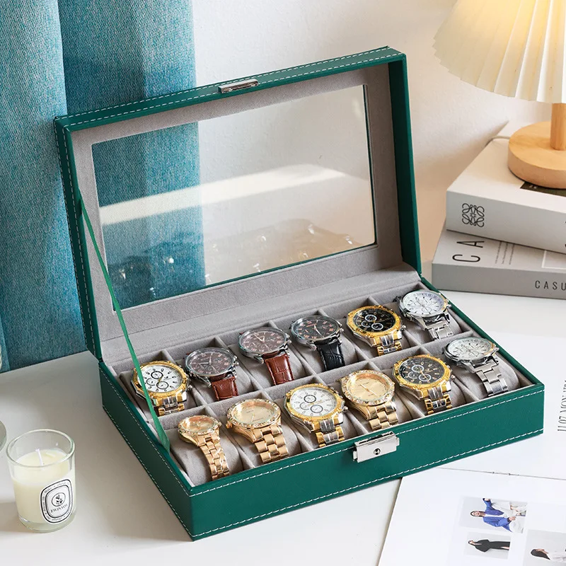 الإبداعية صديقة للبيئة الأخضر الجلود صندوق تخزين ساعات السفر المحمولة الغبار واقية ساعة صندوق مجوهرات عطلة حلقة قلادة صندوق #3