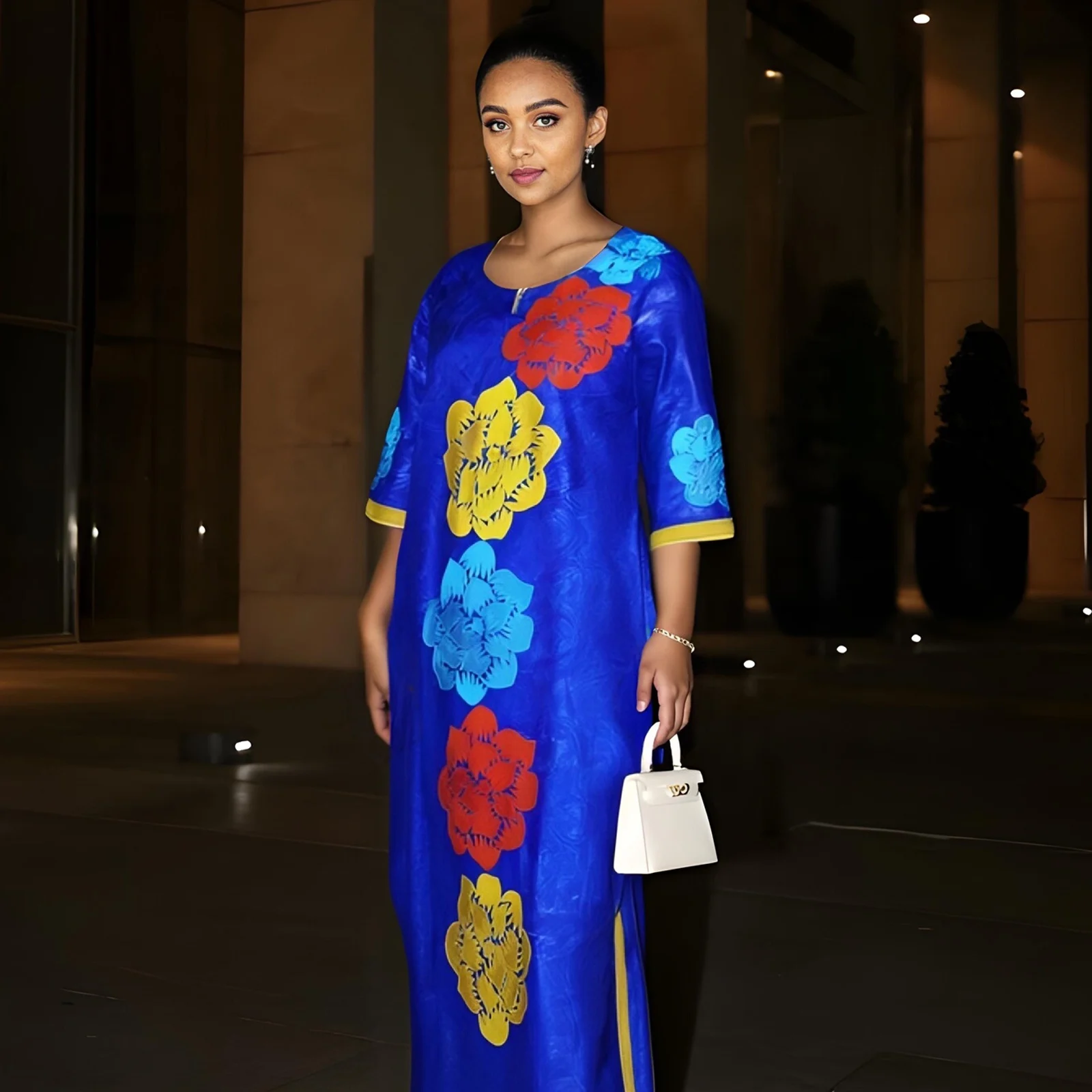 ملابس أفريقية للنساء عباية مطرزة مقاس كبير فستان كنيسة أنيق للحفلات #4