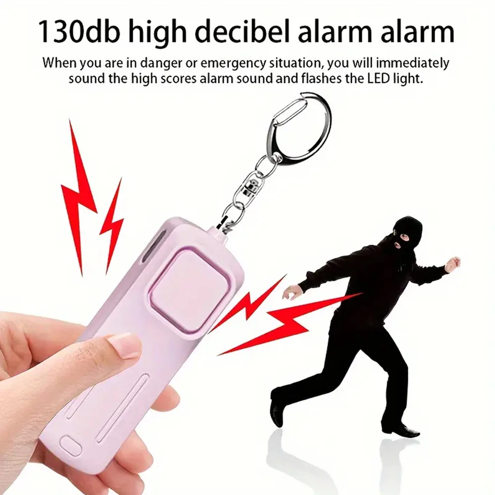 إنذار الدفاع عن النفس 130dB سلسلة مفاتيح إنذار شخصية USB قابلة للشحن لأجهزة الإنذار الشخصية للنساء إنذار السفر للنساء الفتيات طفل #1